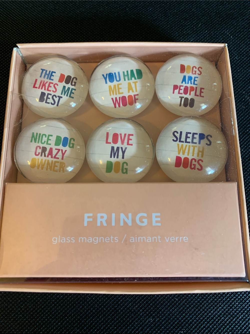 New Set of 6 Glass Magnets